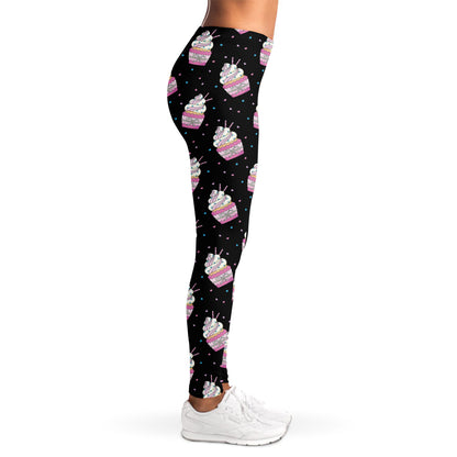 Pink Cupcake Pattern Print Women's Leggings