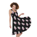 Pink Cupcake Pattern Print Sleeveless Knee Length Dress