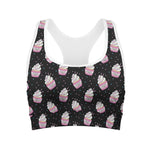Pink Cupcake Pattern Print Women's Sports Bra