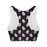Pink Cupcake Pattern Print Women's Sports Bra