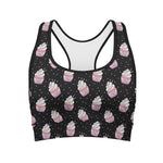 Pink Cupcake Pattern Print Women's Sports Bra
