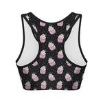 Pink Cupcake Pattern Print Women's Sports Bra