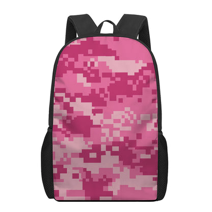Pink Digital Camo Pattern Print 17 Inch Backpack