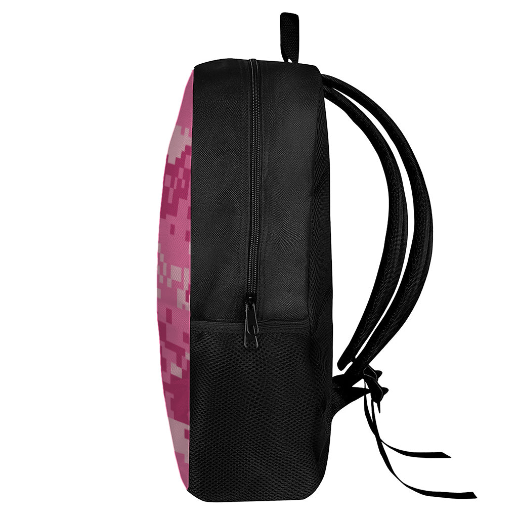 Pink Digital Camo Pattern Print 17 Inch Backpack