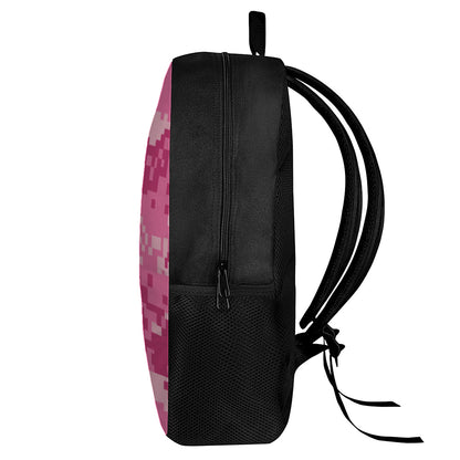 Pink Digital Camo Pattern Print 17 Inch Backpack