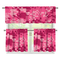 Pink Digital Camo Pattern Print 3 Piece Kitchen Curtains