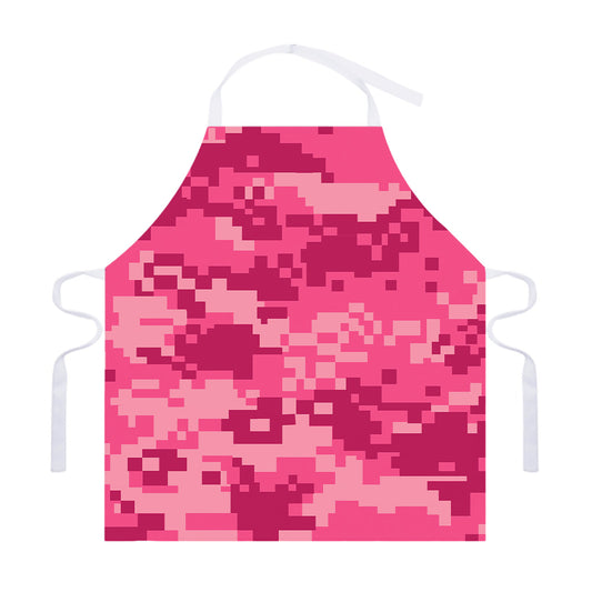 Pink Digital Camo Pattern Print Adjustable Apron