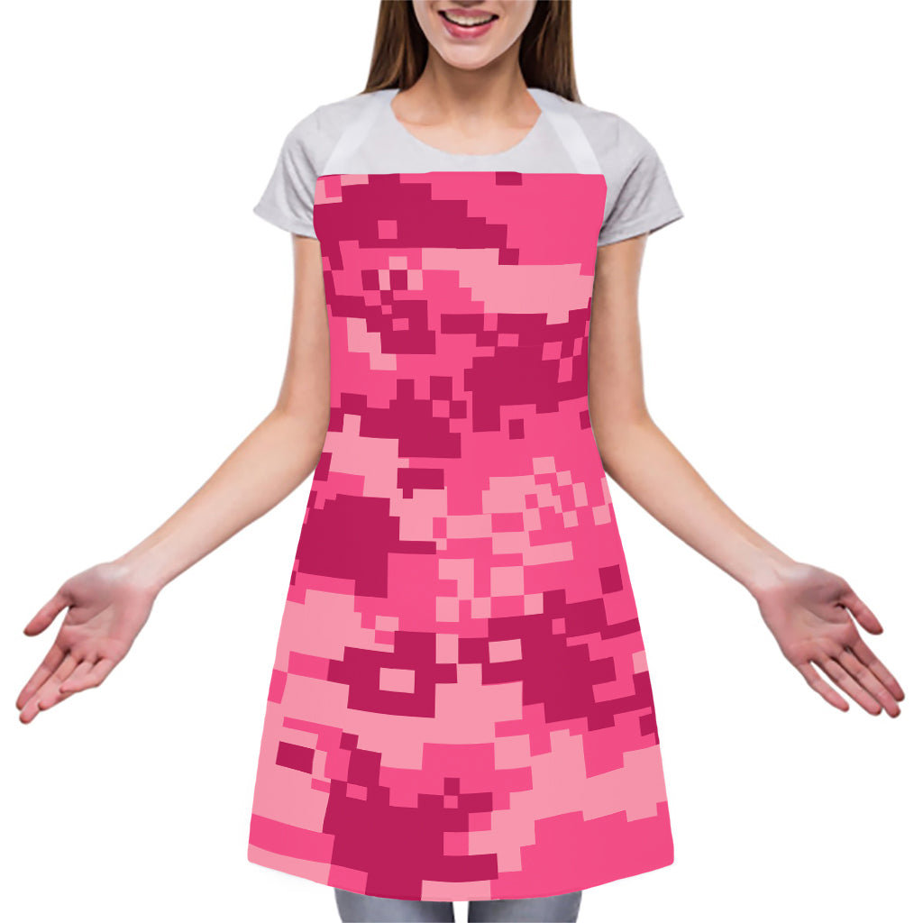 Pink Digital Camo Pattern Print Adjustable Apron