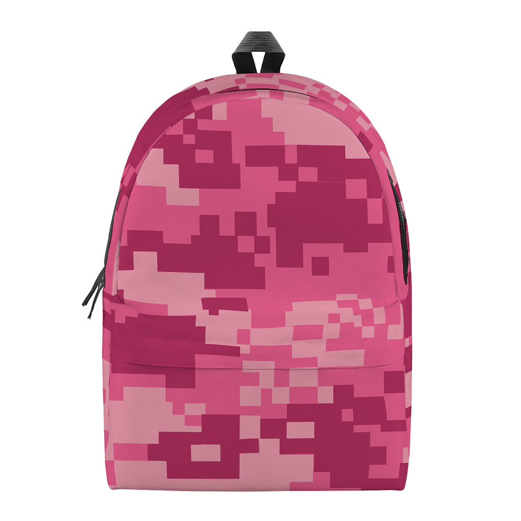 Pink Digital Camo Pattern Print Backpack