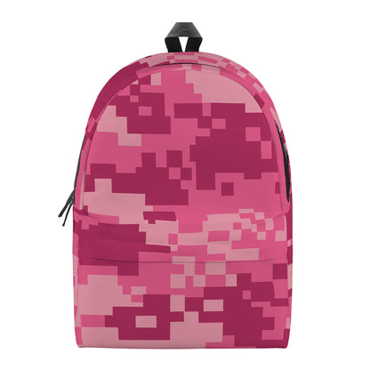Pink Digital Camo Pattern Print Backpack