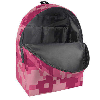 Pink Digital Camo Pattern Print Backpack