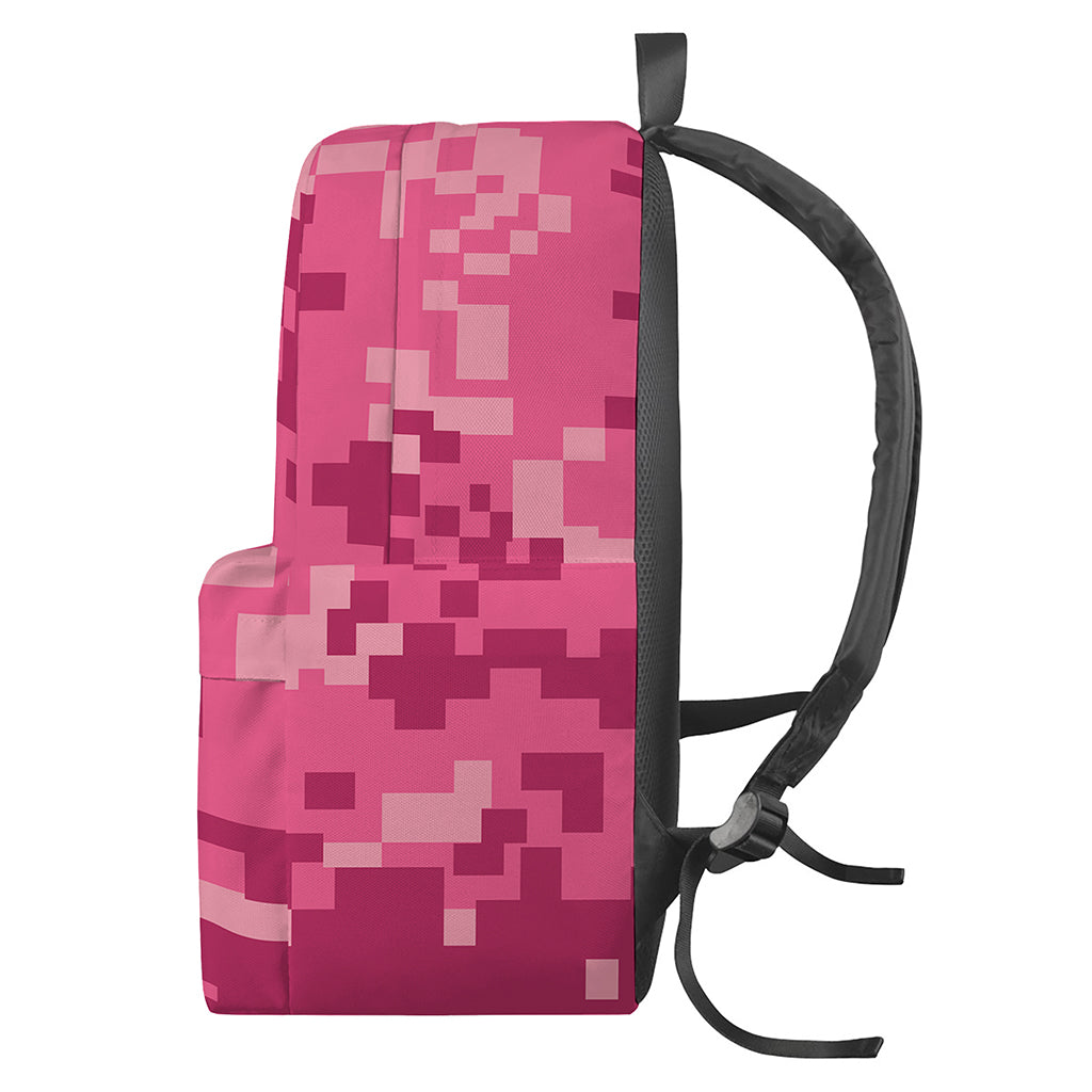 Pink Digital Camo Pattern Print Backpack