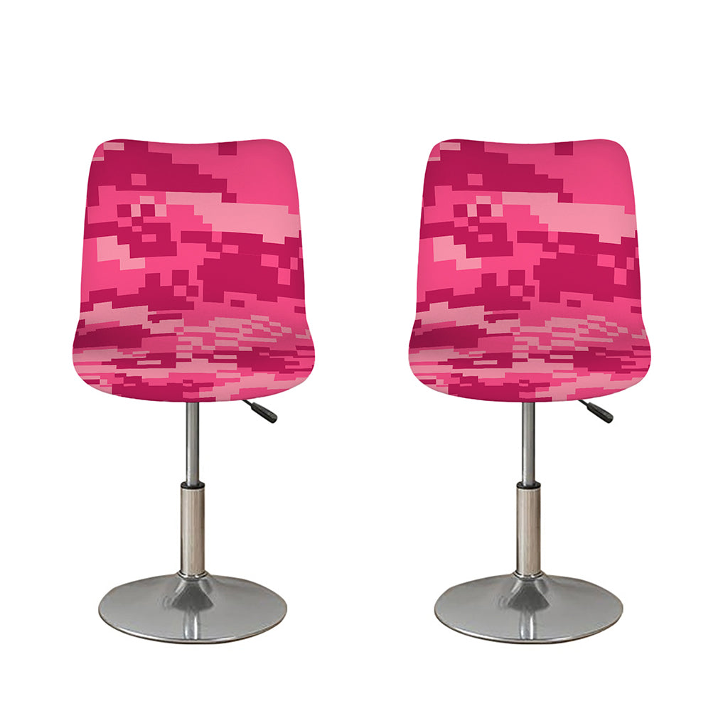 Pink Digital Camo Pattern Print Bar Stool Covers
