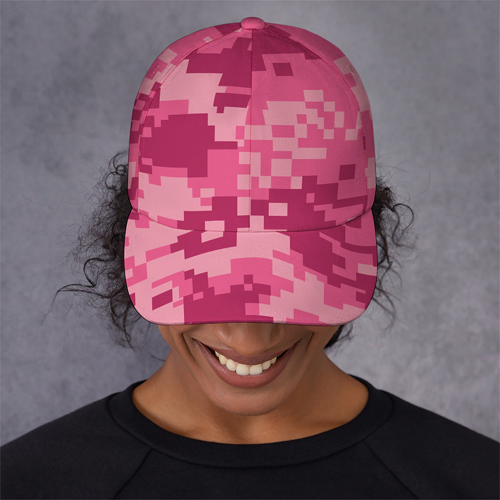 Pink Digital Camo Pattern Print Baseball Cap