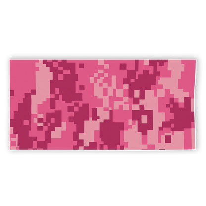 Pink Digital Camo Pattern Print Beach Towel