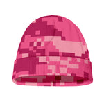 Pink Digital Camo Pattern Print Beanie