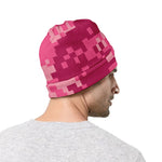 Pink Digital Camo Pattern Print Beanie