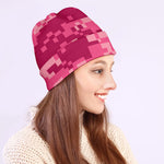 Pink Digital Camo Pattern Print Beanie