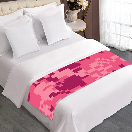 Pink Digital Camo Pattern Print Bed Runner