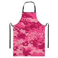 Pink Digital Camo Pattern Print Bib Apron With Pocket