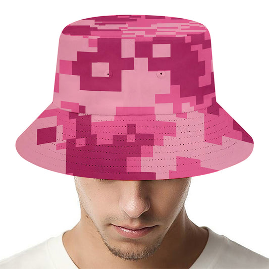 Pink Digital Camo Pattern Print Bucket Hat
