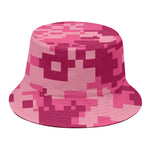 Pink Digital Camo Pattern Print Bucket Hat