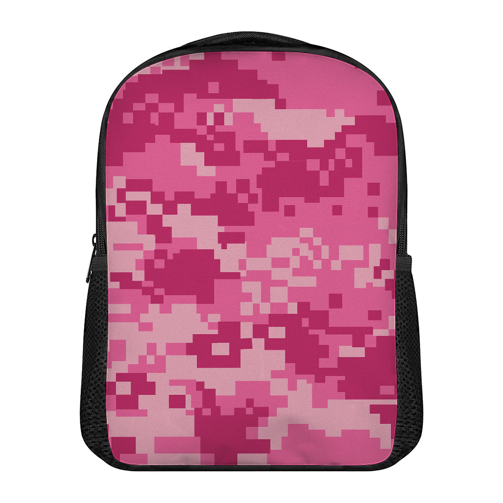Pink Digital Camo Pattern Print Casual Backpack