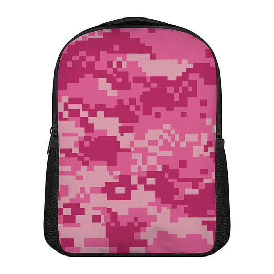 Pink Digital Camo Pattern Print Casual Backpack
