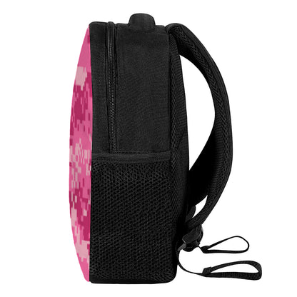 Pink Digital Camo Pattern Print Casual Backpack