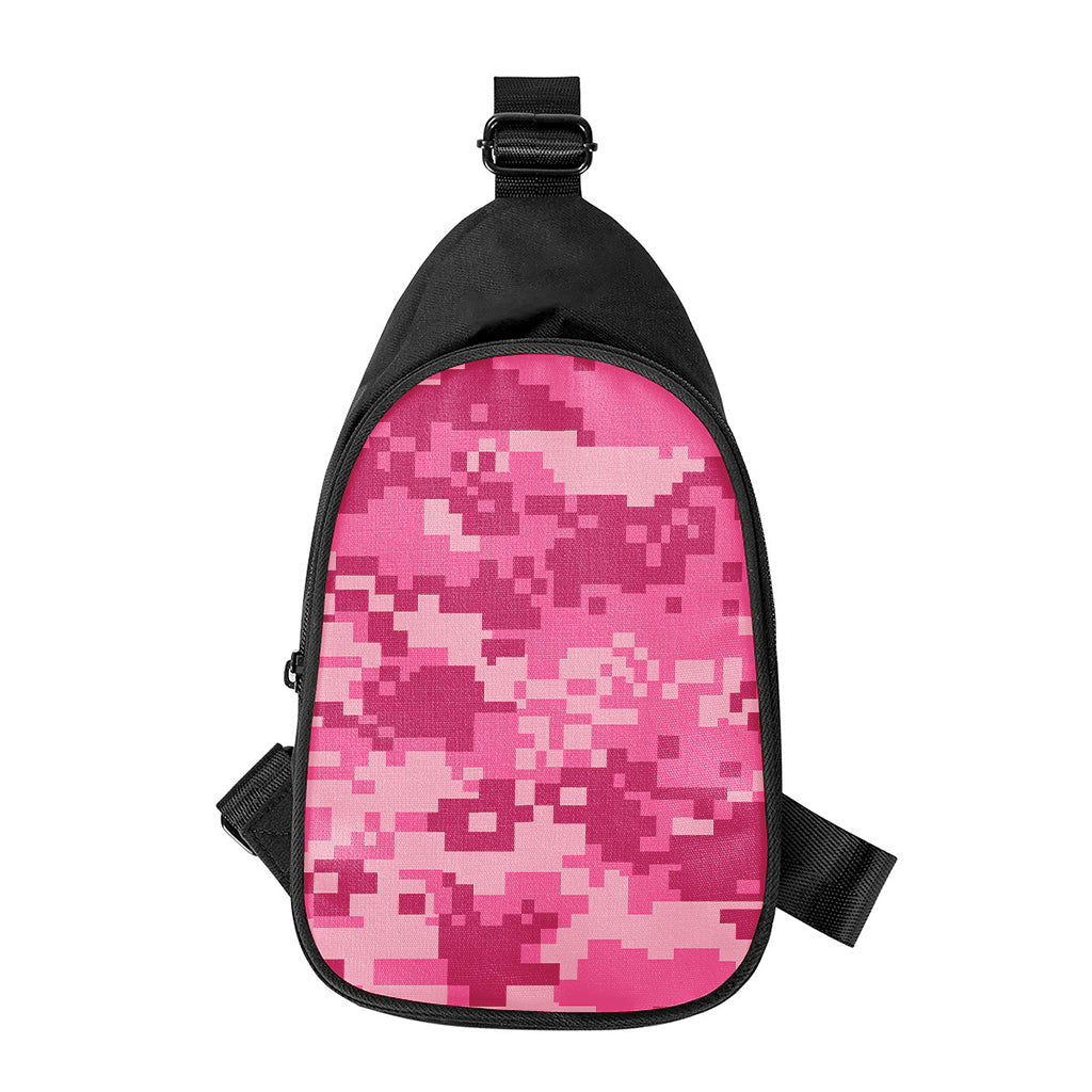Pink Digital Camo Pattern Print Chest Bag