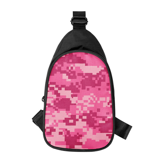 Pink Digital Camo Pattern Print Chest Bag