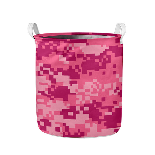 Pink Digital Camo Pattern Print Collapsible Laundry Basket