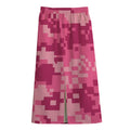 Pink Digital Camo Pattern Print Cotton Front Slit Maxi Skirt