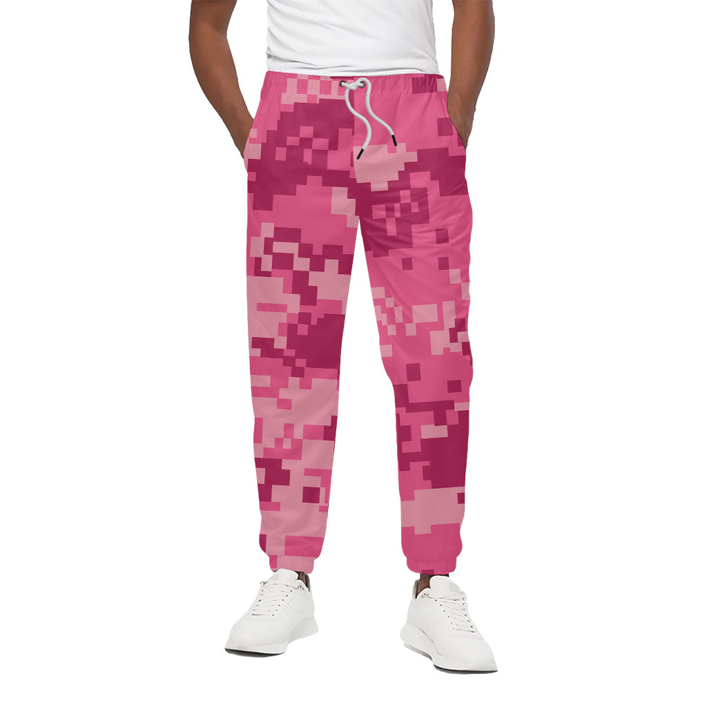 Pink Digital Camo Pattern Print Cotton Pants