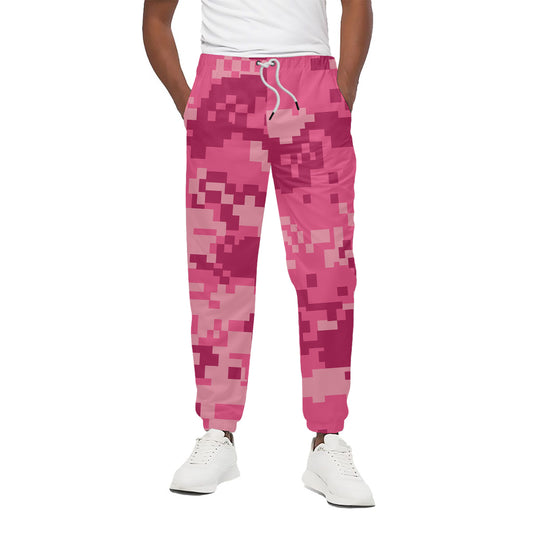 Pink Digital Camo Pattern Print Cotton Pants