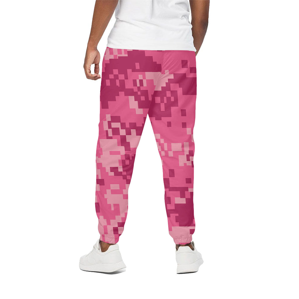 Pink Digital Camo Pattern Print Cotton Pants