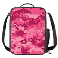Pink Digital Camo Pattern Print Crossbody Lunch Bag
