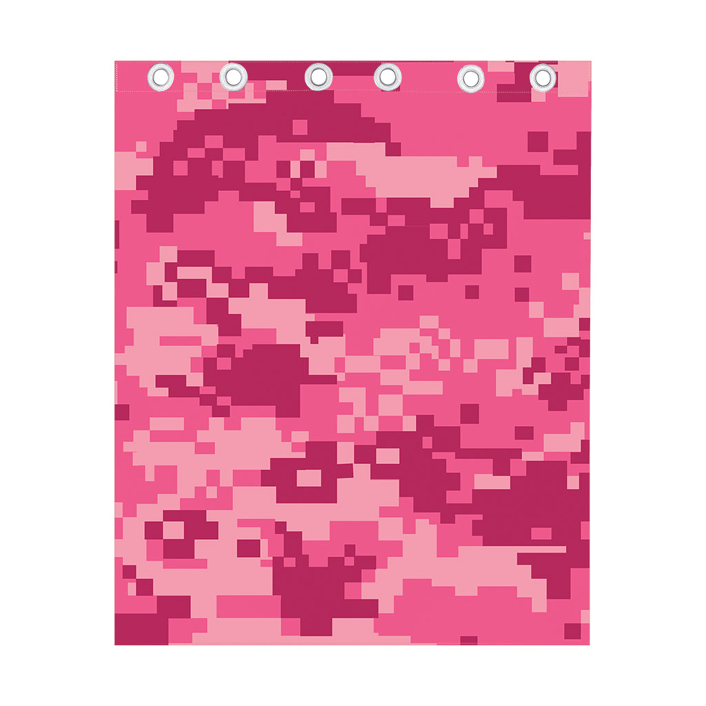 Pink Digital Camo Pattern Print Curtain