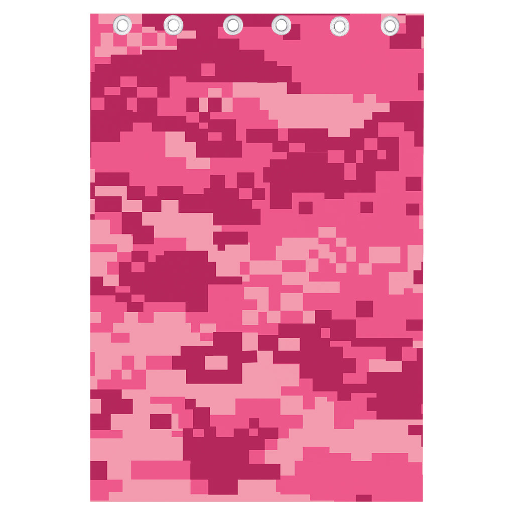 Pink Digital Camo Pattern Print Curtain