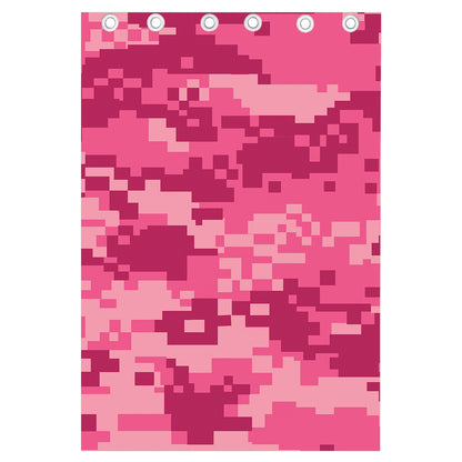 Pink Digital Camo Pattern Print Curtain