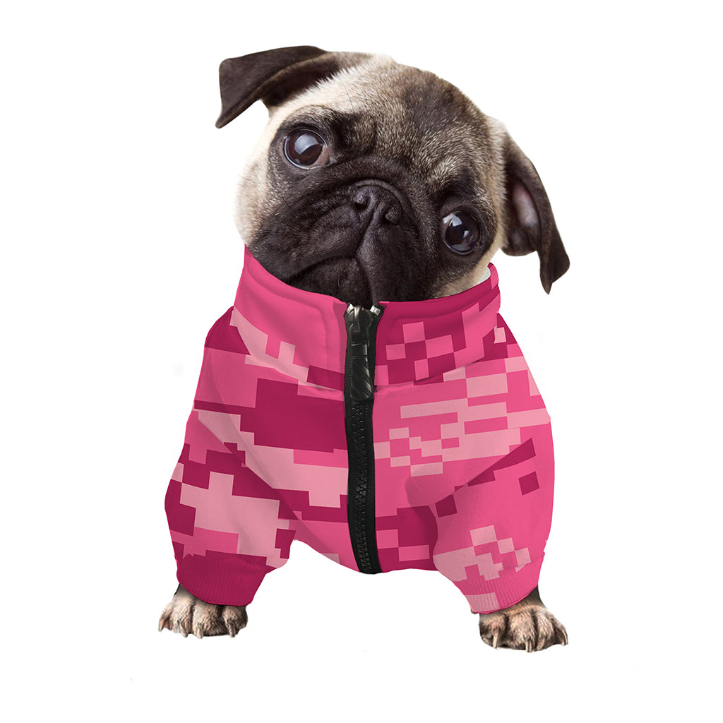 Pink Digital Camo Pattern Print Dog Zip Up Jacket