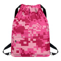 Pink Digital Camo Pattern Print Drawstring Backpack