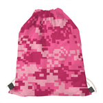 Pink Digital Camo Pattern Print Drawstring Bag