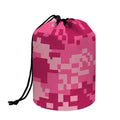 Pink Digital Camo Pattern Print Drawstring Makeup Bag
