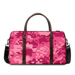 Pink Digital Camo Pattern Print Duffle Bag