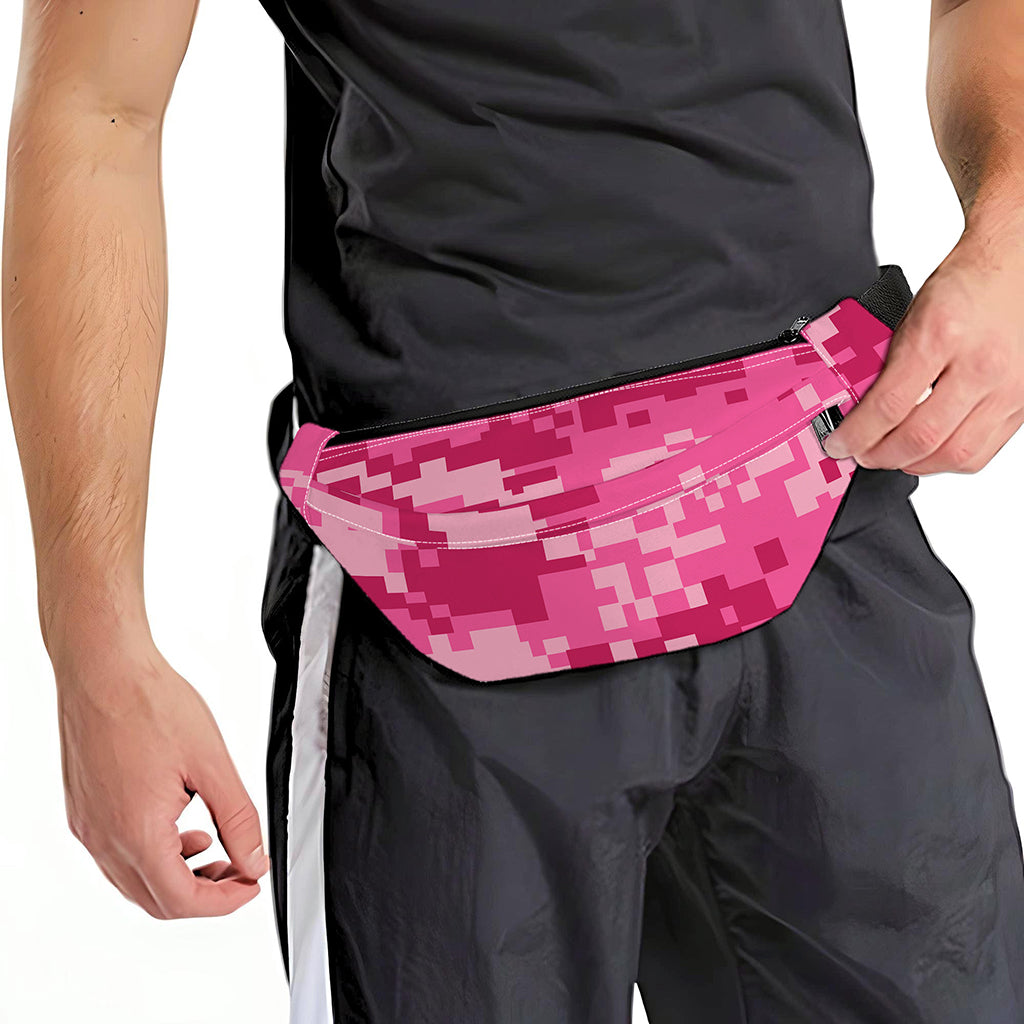 Pink Digital Camo Pattern Print Fanny Pack