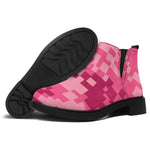 Pink Digital Camo Pattern Print Flat Ankle Boots