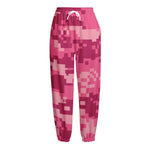 Pink Digital Camo Pattern Print Fleece Lined Knit Pants