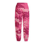 Pink Digital Camo Pattern Print Fleece Lined Knit Pants