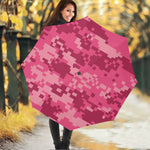 Pink Digital Camo Pattern Print Foldable Umbrella